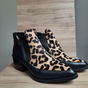 Design Lab Druria Calf Hair, Leopard Print Booties